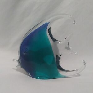 V. Nason & Co. Blue, Green, & Clear Murano Glass Latrge Angel Fish Figur…